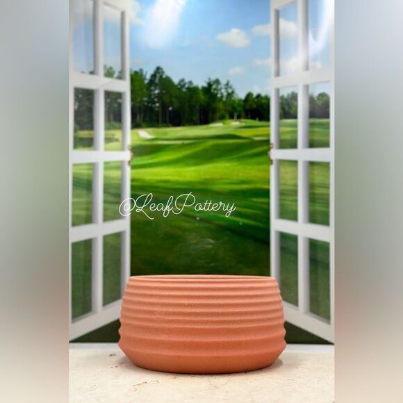 Peach  Orange Ceramic Planter Pot with No drainage holes - Picture 1 of 9